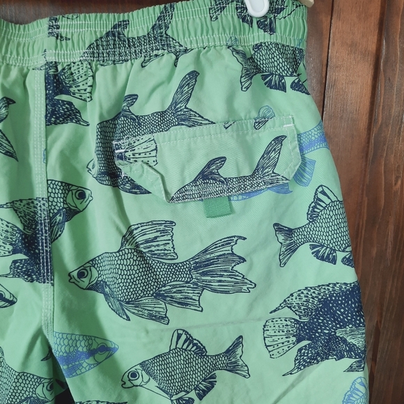 Boden Light Green Fish Print Mesh Liner Swim Trunks Size 36 - Picture 11 of 11